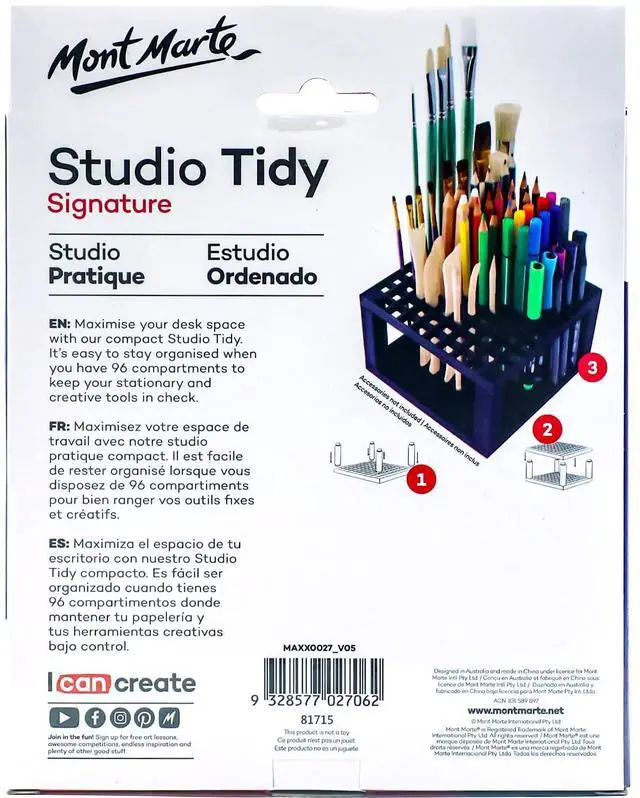 Alt view image 6 of 7 - 96 Hole Plastic Pencil & Brush Holder for Paint Brushes, Pencils, Markers, Pens and Modeling Tools. Provides Excellent Art Studio Organization.