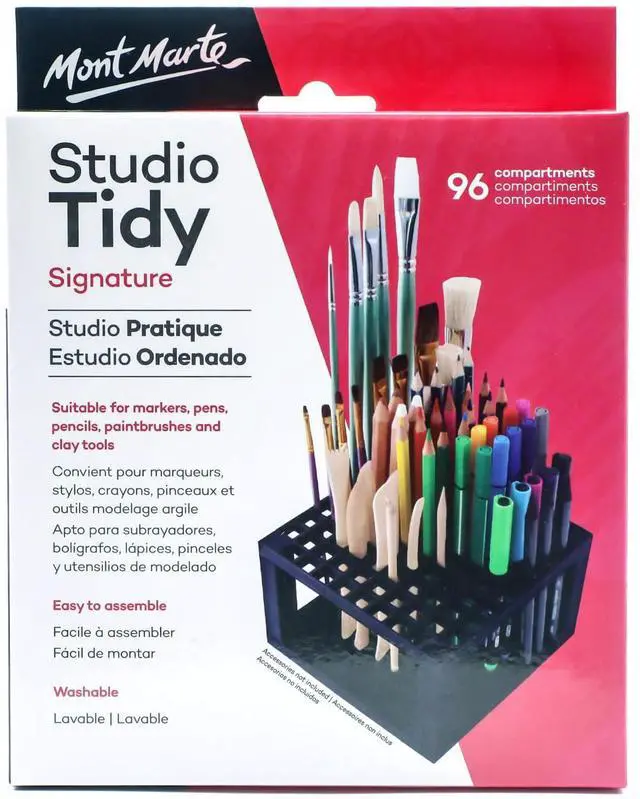 Alt view image 7 of 7 - 96 Hole Plastic Pencil & Brush Holder for Paint Brushes, Pencils, Markers, Pens and Modeling Tools. Provides Excellent Art Studio Organization.