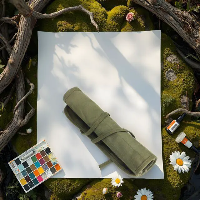 Alt view image 4 of 7 - 22 Slots Paint Brush Storage for Acrylic Oil Watercolor Brush Roll up Case Army Green Canvas Paint Brush Holder (13 * 15.7IN)