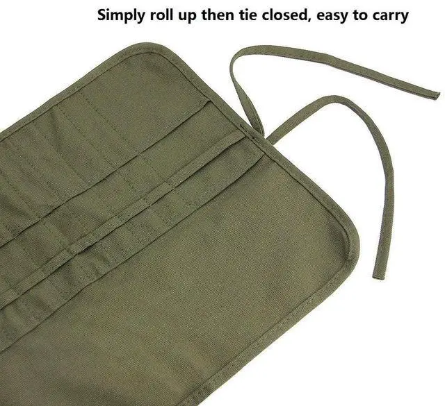 Alt view image 6 of 7 - 22 Slots Paint Brush Storage for Acrylic Oil Watercolor Brush Roll up Case Army Green Canvas Paint Brush Holder (13 * 15.7IN)
