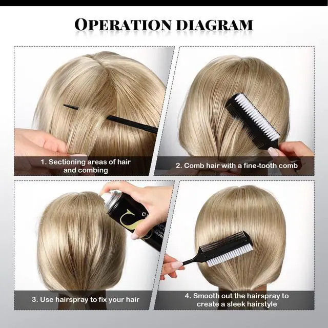 Alt view image 3 of 7 - 2 Pcs Black Smoothing and Sectioning Brush Set - Double-Sided Comb for Edge Teasing, Parting, and Ballroom Dancing Hairstyling