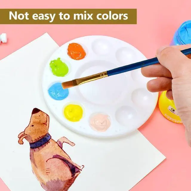 Alt view image 2 of 7 - Paint Brushes Palette Set, 10pcs Nylon Hair Brushes and 1pcs Plastic Paint Palette, Combination Suitable for Oil, Acrylic and Watercolor
