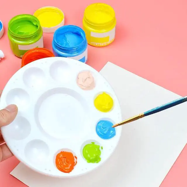 Alt view image 4 of 7 - Paint Brushes Palette Set, 10pcs Nylon Hair Brushes and 1pcs Plastic Paint Palette, Combination Suitable for Oil, Acrylic and Watercolor