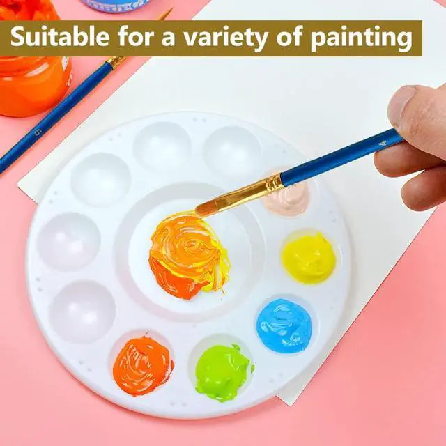 Alt view image 5 of 7 - Paint Brushes Palette Set, 10pcs Nylon Hair Brushes and 1pcs Plastic Paint Palette, Combination Suitable for Oil, Acrylic and Watercolor