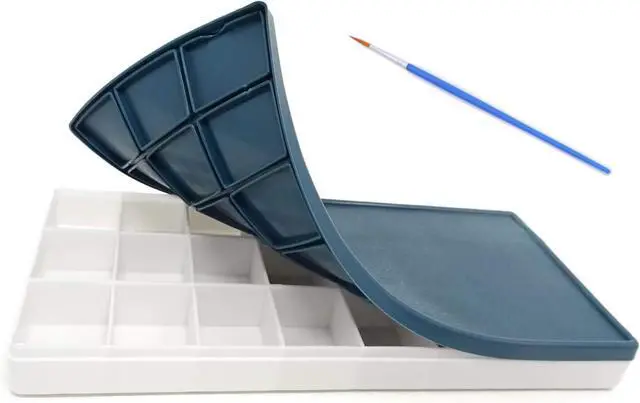 Main image of 24 Paint Palette Plastic Paint Holder Watercolor Paint Saver Art Gouache Acrylic Graffiti Paint Wells Rubber Lid Trays Prepared for Artists, Students and Children