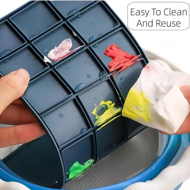 Alt view image 3 of 7 - 24 Paint Palette Plastic Paint Holder Watercolor Paint Saver Art Gouache Acrylic Graffiti Paint Wells Rubber Lid Trays Prepared for Artists, Students and Children
