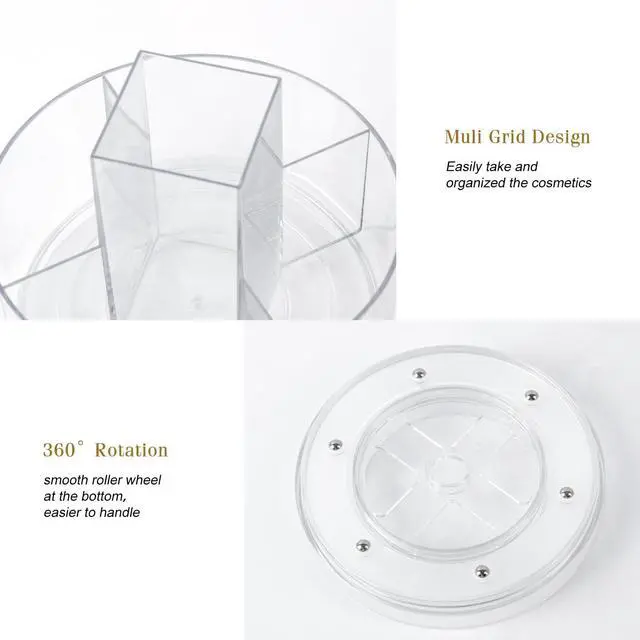 Alt view image 3 of 7 - 360° Rotating Makeup Organizer Clear Lazy Susan Organizer for Vanity, Cosmetic Display Cases for Bathroom Countertop, Makeup Storage Organizer, Desktop Dresser Sundries Storage Boxes