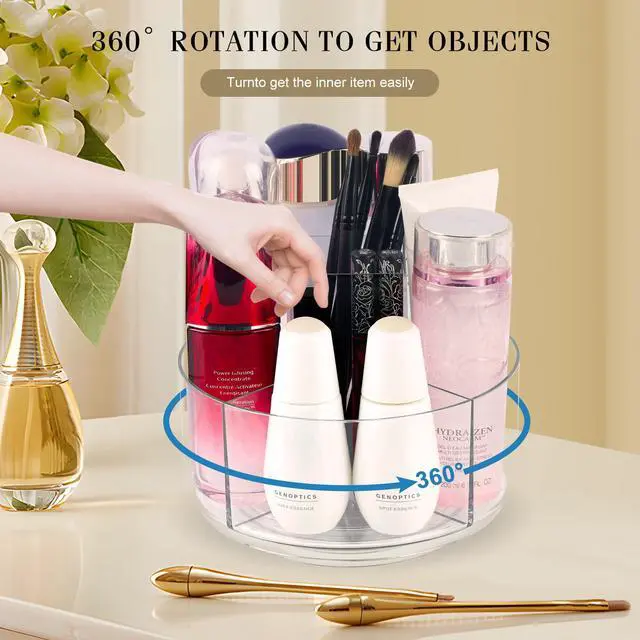 Alt view image 4 of 7 - 360° Rotating Makeup Organizer Clear Lazy Susan Organizer for Vanity, Cosmetic Display Cases for Bathroom Countertop, Makeup Storage Organizer, Desktop Dresser Sundries Storage Boxes