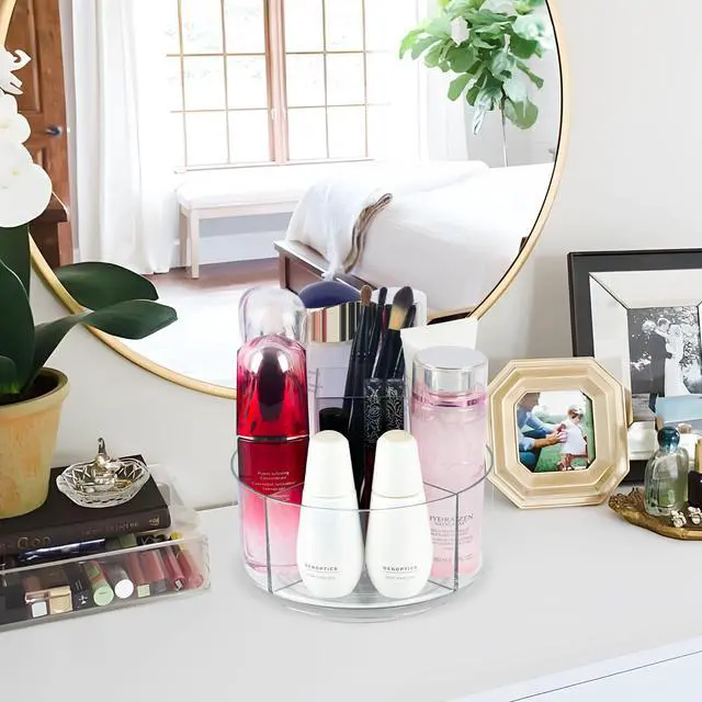 Alt view image 5 of 7 - 360° Rotating Makeup Organizer Clear Lazy Susan Organizer for Vanity, Cosmetic Display Cases for Bathroom Countertop, Makeup Storage Organizer, Desktop Dresser Sundries Storage Boxes