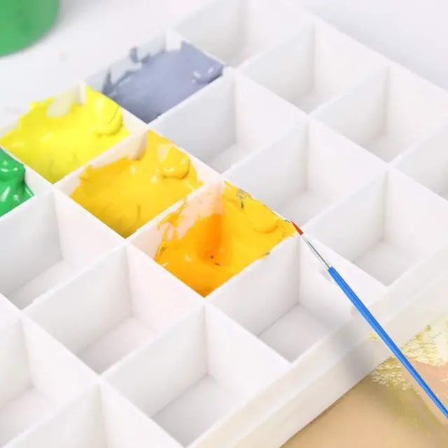 Alt view image 4 of 7 - 24 Paint Palette Plastic Paint Holder Watercolor Paint Saver Art Gouache Acrylic Graffiti Paint Wells Rubber Lid Trays Prepared for Artists, Students and Children