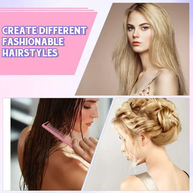 Alt view image 7 of 7 - 8 Pcs Slick Back Hair Brush Teasing Edge Bristle Brush Parting Rat Tail Comb Hairclips Styling Hair Accessories Set for Women Slicking Ponytail Control and Smoothing Flyaways(Pink)