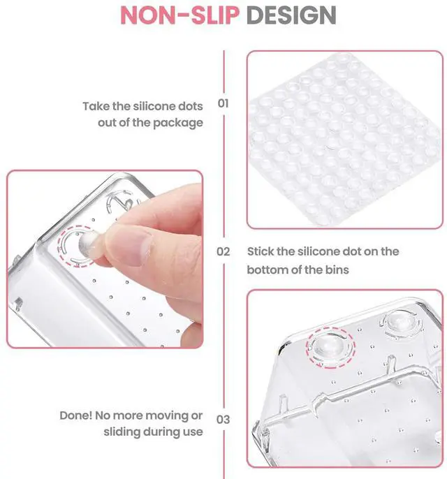 Alt view image 6 of 7 - Makeup Drawer Organizer Trays 17 PCS, 4-Size Clear Drawer Organizers with Silicone Pads, Vanity Organizers and Storage, Non Slip Plastic Drawer Organizer for Desk, Bathroom, Kitchen, Office