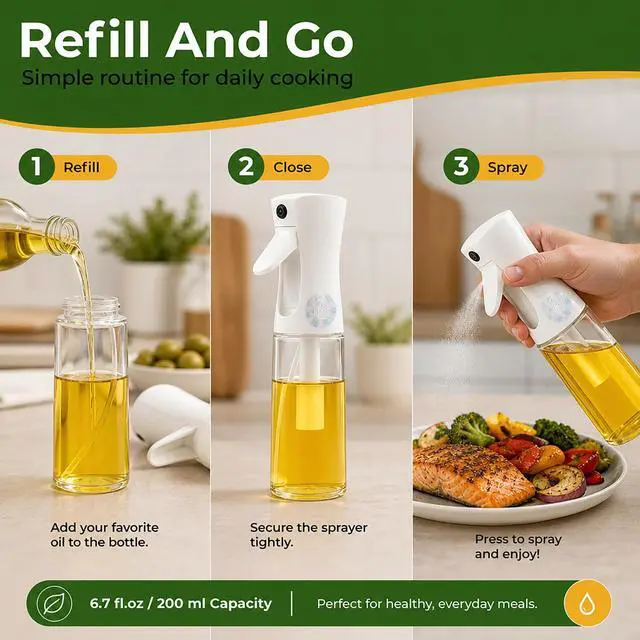 Alt view image 7 of 7 - Oilve Oil Sprayer for Cooking - Glass Bottle Spray - 6.7 fl.oz