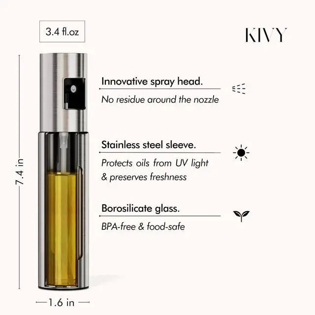 Alt view image 6 of 7 - Glass Oil Sprayer for Cooking Precise Oil & Vinegar Spray Bottle Oil Mister Spray Bottle for Food Includes Funnel Perfect for Cooking & Air Fryer (Brushed Stainless Steel)