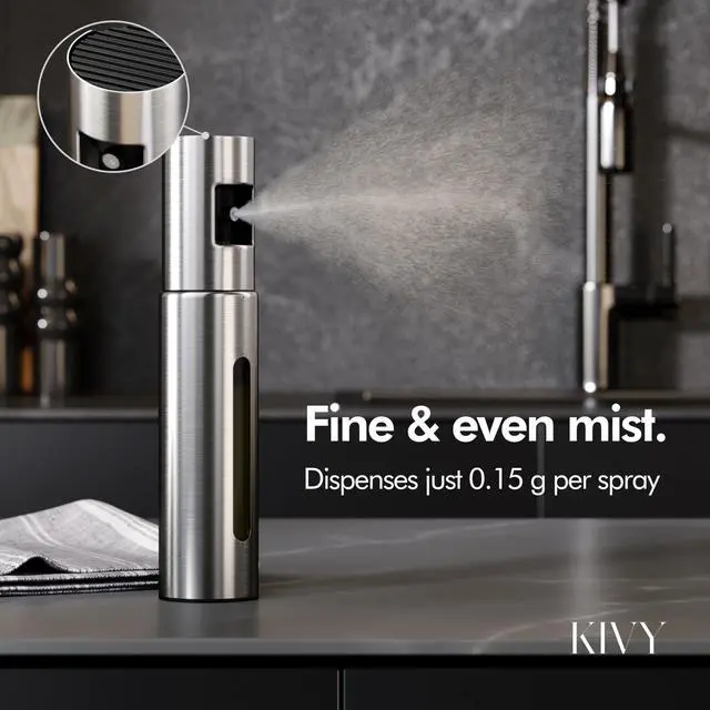 Alt view image 3 of 7 - Glass Oil Sprayer for Cooking Precise Oil & Vinegar Spray Bottle Oil Mister Spray Bottle for Food Includes Funnel Perfect for Cooking & Air Fryer (Brushed Stainless Steel)