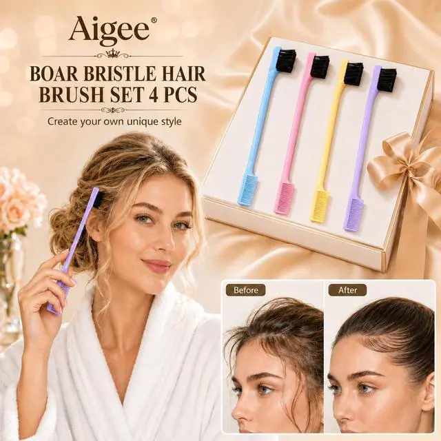 Alt view image 3 of 7 - Slick Back Hair Brush & Edge Brushes and Combs Set,6Pcs in box
