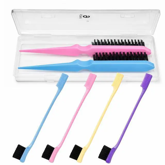 Alt view image 2 of 7 - Slick Back Hair Brush & Edge Brushes and Combs Set,6Pcs in box