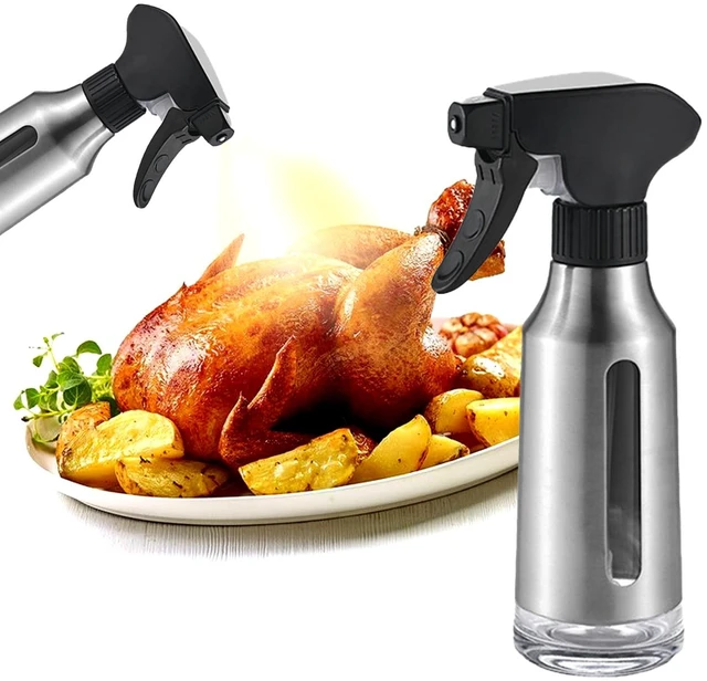 Main image of Oil Sprayer for Cooking,Stainless Steel Olive Oil Mister for Air Fryer Black Nozzel Dispenser Bottles Fat Reduction Glass Oil Control Spray Pot 6.35oz(180ml) Capacity