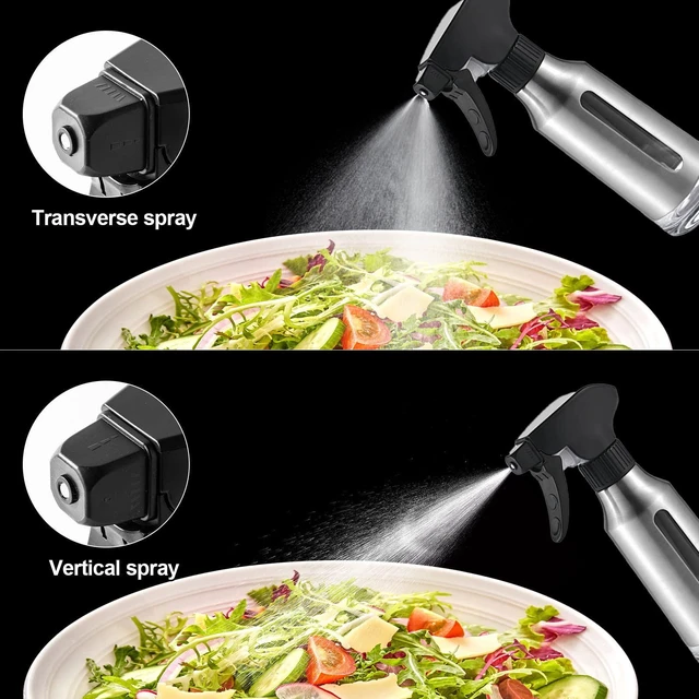 Alt view image 2 of 5 - Oil Sprayer for Cooking,Stainless Steel Olive Oil Mister for Air Fryer Black Nozzel Dispenser Bottles Fat Reduction Glass Oil Control Spray Pot 6.35oz(180ml) Capacity