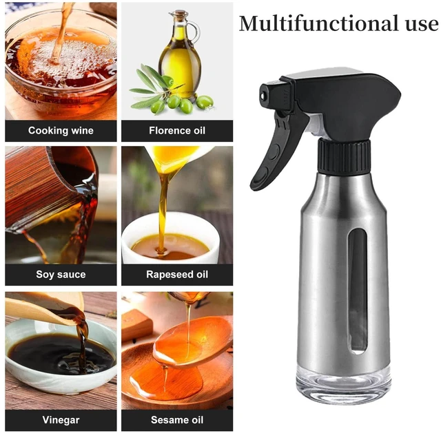 Alt view image 4 of 5 - Oil Sprayer for Cooking,Stainless Steel Olive Oil Mister for Air Fryer Black Nozzel Dispenser Bottles Fat Reduction Glass Oil Control Spray Pot 6.35oz(180ml) Capacity
