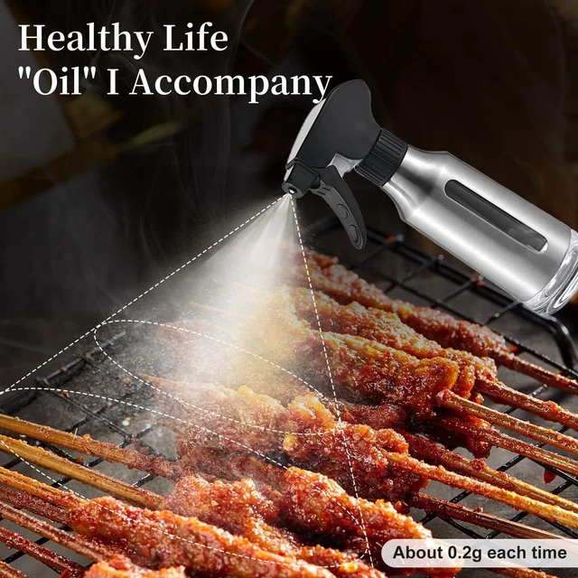 Alt view image 5 of 5 - Oil Sprayer for Cooking,Stainless Steel Olive Oil Mister for Air Fryer Black Nozzel Dispenser Bottles Fat Reduction Glass Oil Control Spray Pot 6.35oz(180ml) Capacity