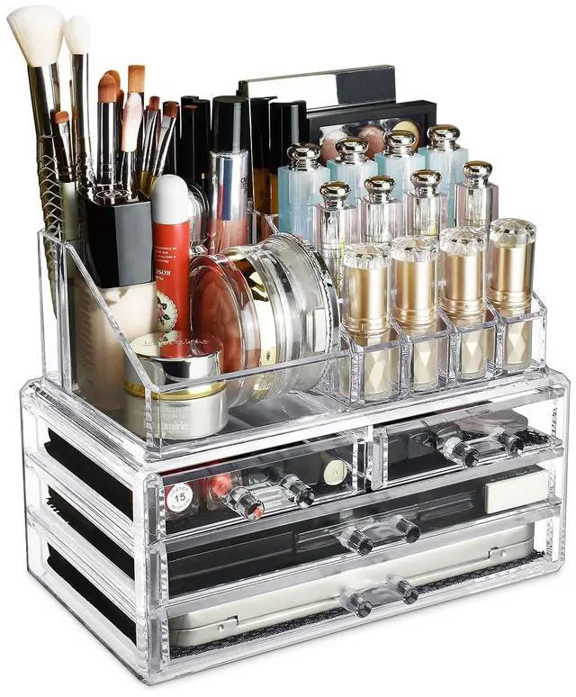 Main image of Acrylic Makeup Organizer with 4 Drawers and Removable Top Lipstick Holders, Ideal for Make-up or Accessories,Enhance Your Vanity or Bathroom with Clear Design for Quick Visibility