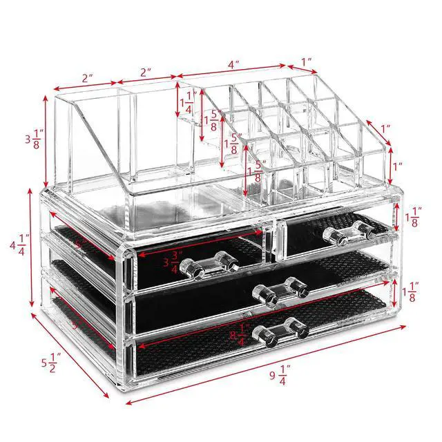 Alt view image 2 of 7 - Acrylic Makeup Organizer with 4 Drawers and Removable Top Lipstick Holders, Ideal for Make-up or Accessories,Enhance Your Vanity or Bathroom with Clear Design for Quick Visibility