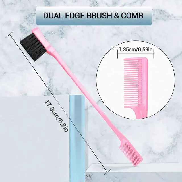 Alt view image 5 of 7 - Slick Back Hair Brush & Edge Brushes and Combs Set,6Pcs in box