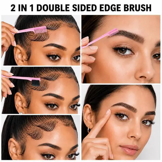 Alt view image 6 of 7 - Slick Back Hair Brush & Edge Brushes and Combs Set,6Pcs in box