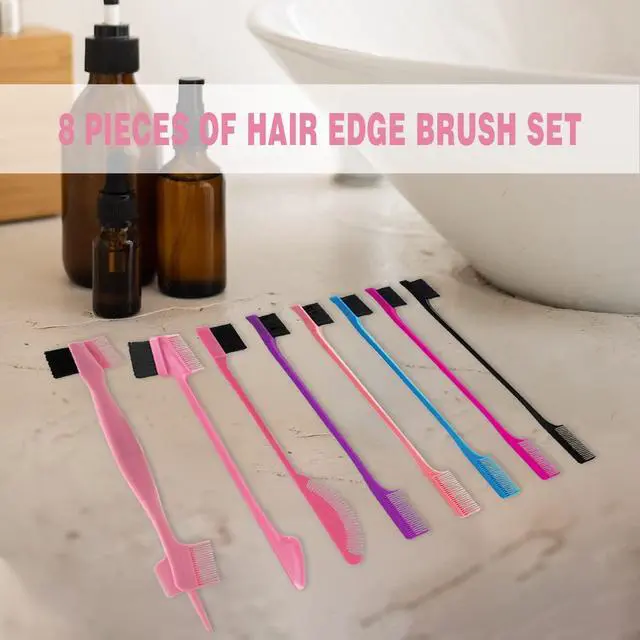 Alt view image 2 of 7 - 8 Pieces Hair Styling Comb Set Edge Control Teasing Brush Hair Comb for Edges & Back Brushing, Combing, Slicking for Women Double Sided Edge Comb for All Hair Styles