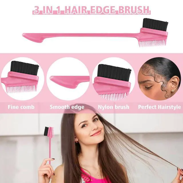 Alt view image 4 of 7 - 8 Pieces Hair Styling Comb Set Edge Control Teasing Brush Hair Comb for Edges & Back Brushing, Combing, Slicking for Women Double Sided Edge Comb for All Hair Styles
