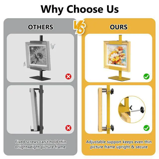 Alt view image 7 of 7 - Tabletop Easel Stand Picture Easels for Display Up to 15.5" H Gold Picture Frame Stand Table Top Easel Metal Picture Easel for Photos, Painting, Artwork, Books (Base: 1.32 lbs)