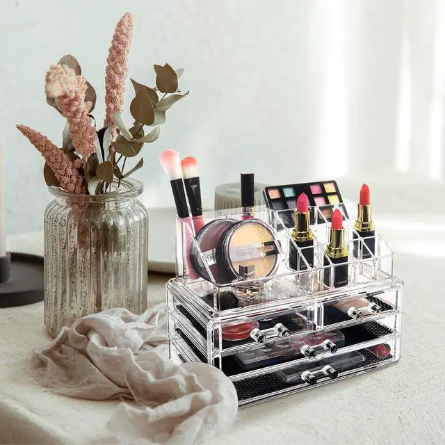 Alt view image 5 of 7 - Acrylic Makeup Organizer with 4 Drawers and Removable Top Lipstick Holders, Ideal for Make-up or Accessories,Enhance Your Vanity or Bathroom with Clear Design for Quick Visibility