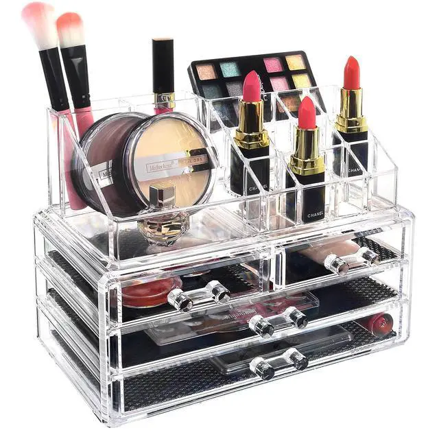 Alt view image 6 of 7 - Acrylic Makeup Organizer with 4 Drawers and Removable Top Lipstick Holders, Ideal for Make-up or Accessories,Enhance Your Vanity or Bathroom with Clear Design for Quick Visibility