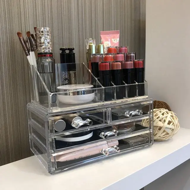 Alt view image 7 of 7 - Acrylic Makeup Organizer with 4 Drawers and Removable Top Lipstick Holders, Ideal for Make-up or Accessories,Enhance Your Vanity or Bathroom with Clear Design for Quick Visibility
