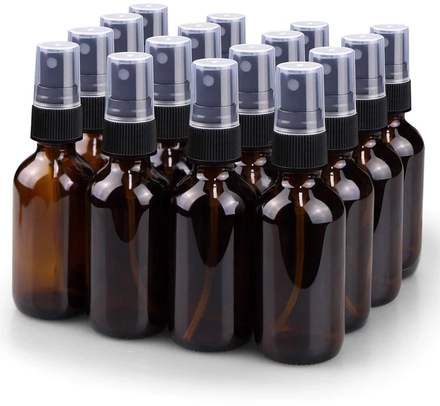 Main image of Spray Bottle, 2 oz Fine Mist Glass Spray Bottles, Little Refillable Liquid Containers for Watering Flowers Cleaning (16 Pack, Amber)