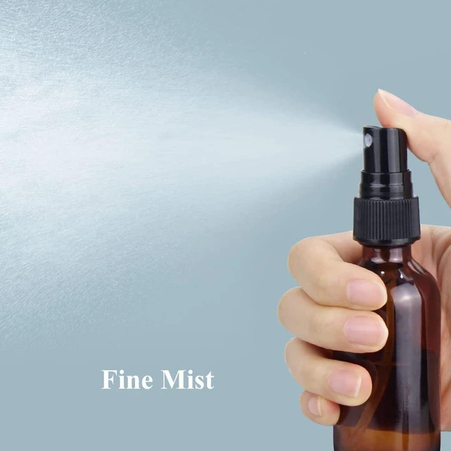 Alt view image 2 of 7 - Spray Bottle, 2 oz Fine Mist Glass Spray Bottles, Little Refillable Liquid Containers for Watering Flowers Cleaning (16 Pack, Amber)
