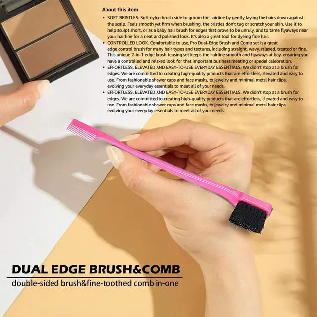 Alt view image 5 of 6 - Double Sided Edge Control Hair Brush Comb Combo Pack 6 Pieces Pink and Black