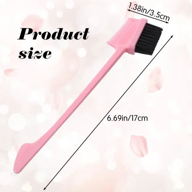Alt view image 2 of 7 - 14 Pcs 3 in 1 Hair Edge Brushes, Double Sided Hair Combs, Rat Tail Comb, Smooth Comb Grooming, Natural Styling Eyebrow Combs for Women, 6 Colors