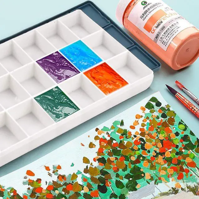Alt view image 3 of 7 - 24 Paint Palette Plastic Paint Holder Watercolor Acrylic Paint Storage Travel Palette Tray with Rubber Lid for Artists Students Kids