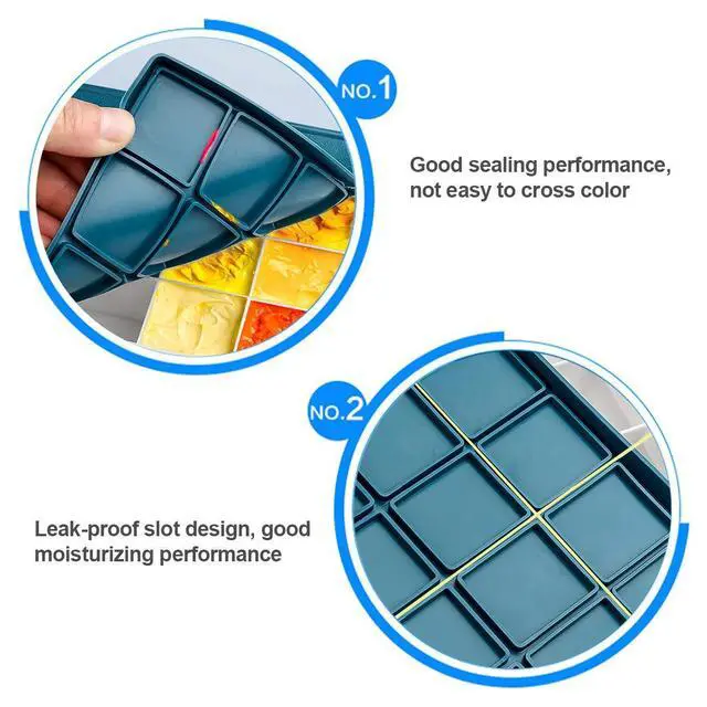 Alt view image 2 of 7 - 24 Paint Palette Plastic Paint Holder Watercolor Acrylic Paint Storage Travel Palette Tray with Rubber Lid for Artists Students Kids