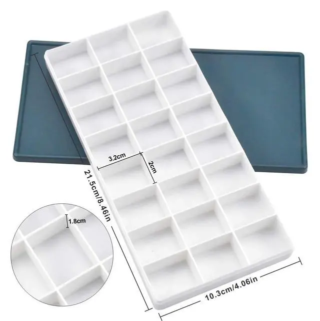 Alt view image 5 of 7 - 24 Paint Palette Plastic Paint Holder Watercolor Acrylic Paint Storage Travel Palette Tray with Rubber Lid for Artists Students Kids