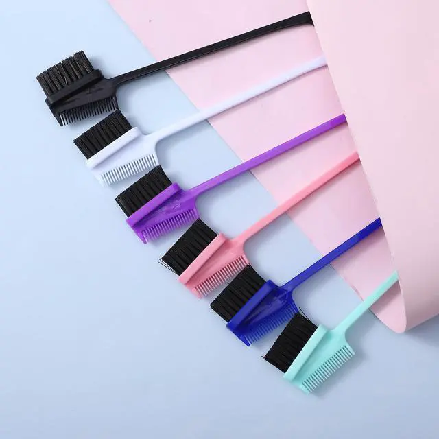 Alt view image 7 of 7 - 14 Pcs 3 in 1 Hair Edge Brushes, Double Sided Hair Combs, Rat Tail Comb, Smooth Comb Grooming, Natural Styling Eyebrow Combs for Women, 6 Colors