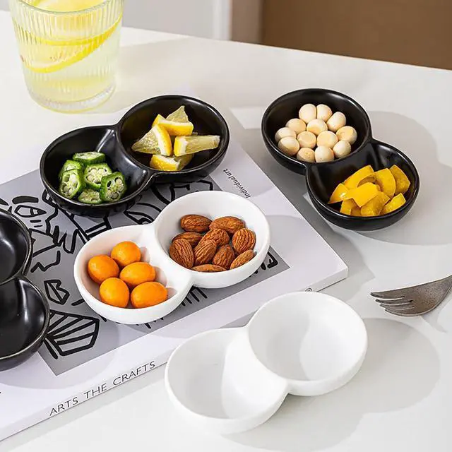 Alt view image 2 of 7 - 5 PCS Compartment Divided Plastic Sauce Dishes Compartment Appetizer Serving Tray Divided Spices Vinegar Nuts Sauce Dishes for Home Kitchen Restaurant