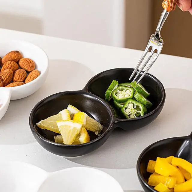 Alt view image 6 of 7 - 5 PCS Compartment Divided Plastic Sauce Dishes Compartment Appetizer Serving Tray Divided Spices Vinegar Nuts Sauce Dishes for Home Kitchen Restaurant