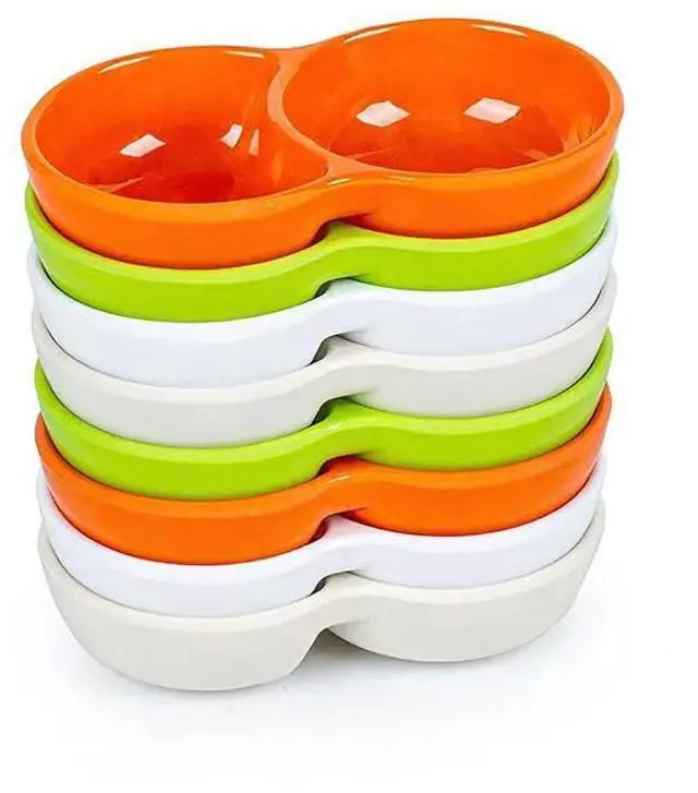 Alt view image 5 of 7 - 5 PCS Compartment Divided Plastic Sauce Dishes Compartment Appetizer Serving Tray Divided Spices Vinegar Nuts Sauce Dishes for Home Kitchen Restaurant
