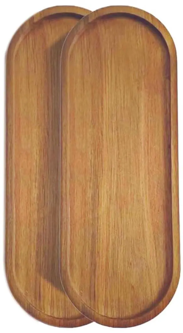 Alt view image 4 of 7 - Wood Serving Trays 11.5x4 Inch Charcuterie Boards Oval Wooden Plates Wood Serving Platter Cheese Dinner Plates Bulk for Dessert Snack Bread Fruit Appetizer Dishes (2)
