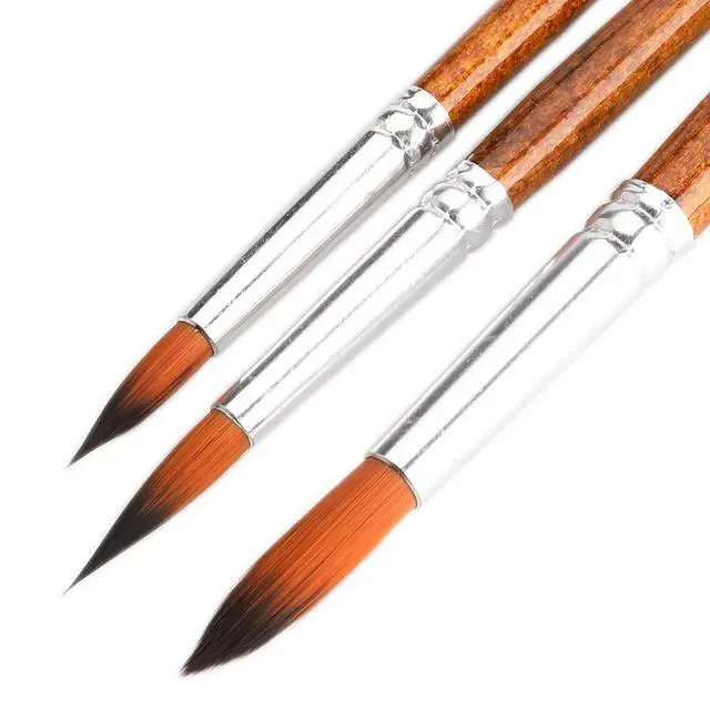 Alt view image 3 of 7 - Artist Watercolor Paint Brushes, Round Pointed Tip Paint Brushes Set, 12pcs Different Sizes Detail Paint Brush for Watercolor, Acrylics, Ink, Gouache, Oil, Tempera (Brown)