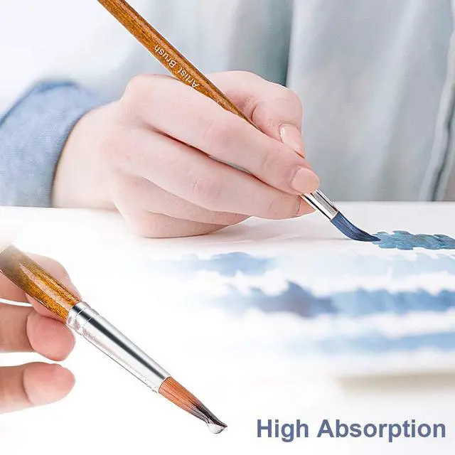 Alt view image 5 of 7 - Artist Watercolor Paint Brushes, Round Pointed Tip Paint Brushes Set, 12pcs Different Sizes Detail Paint Brush for Watercolor, Acrylics, Ink, Gouache, Oil, Tempera (Brown)