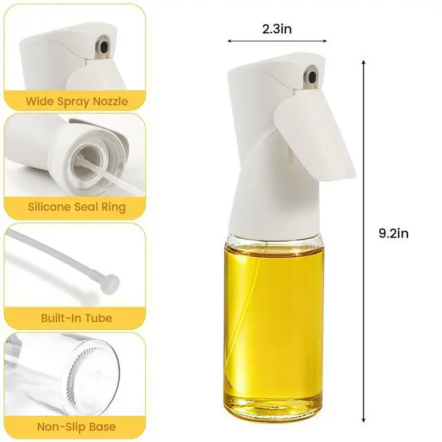 Alt view image 4 of 7 - Oil Sprayer for Cooking, Upgraded 7.4oz Olive Oil Sprayer Mister, Large Olive Oil Spray Bottle for Air Fryer, Salads, BBQ & Kitchen, Professional Oil Sprayer with Even MistWhite